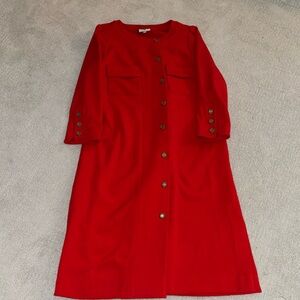 Tuckernuck Red Barnett Dress Womens sz L Gold Button Down Holiday